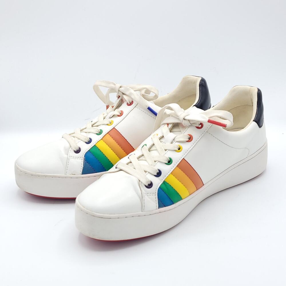 Michael Kors Poppy Rainbow white sneakers women's size 10 - Picture 4 of 9